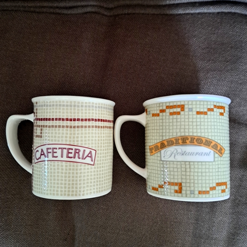 CHALEUR 10 OZ MUGS CHECKERBOARD PATTERN MOSAIC TEXTURED